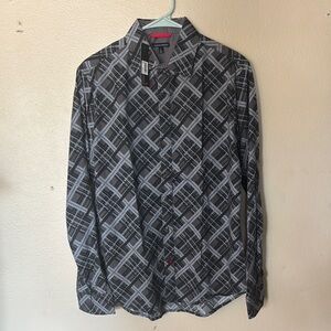 Men's Black and Gray Patterned Shirt